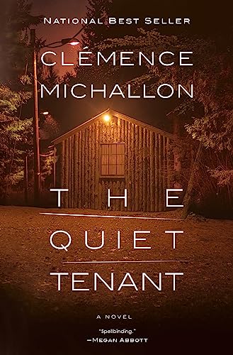 Cover of the book "The Quiet Tenant", by Clémence Michallon. The cover shows an isolated shed, dimly lit. The colors of the cover are a palette of browns.